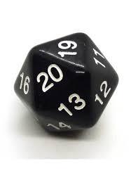 Spindown d20 dice, 30mm - Black